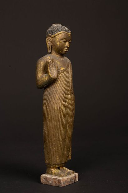 INDIA.
Polychrome wooden statuette of a standing...