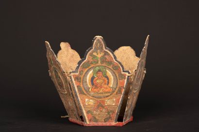 TIBET 
Ritual crown composed of five cardboard...