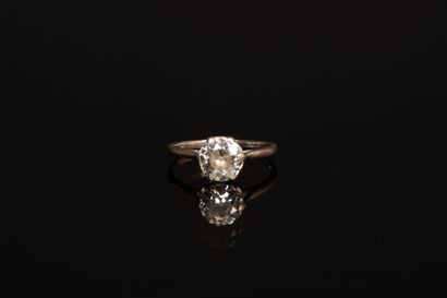White gold solitaire set with an old-cut...