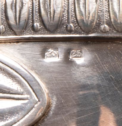Soup tureen with silver-plated metal handles.
Empire...