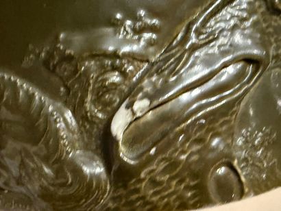 CHINA 
BITONG brush pot in bronze porcelain...