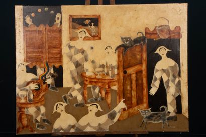 Harold BILSON (1948)
Tavern scene with harlequins
Oil...