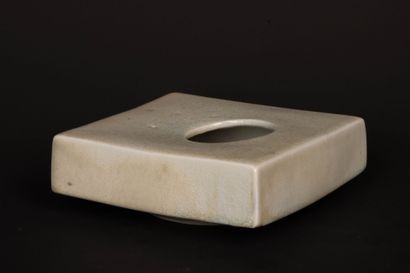 Quadrangular porcelain vase with round off-center...