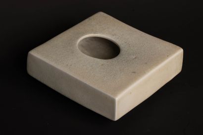 Quadrangular porcelain vase with round off-center...