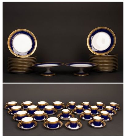 Limoges porcelain dessert service, midnight...