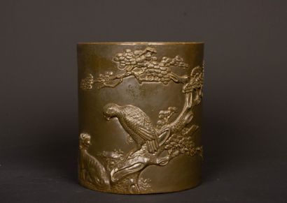CHINA 
BITONG brush pot in bronze porcelain...