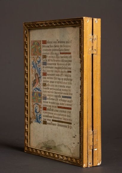Two rare illuminated leaves from the 15th...