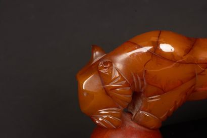 Pair of bookends decorated with tigers in...