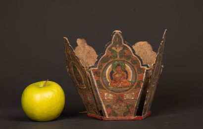 TIBET 
Ritual crown composed of five cardboard...