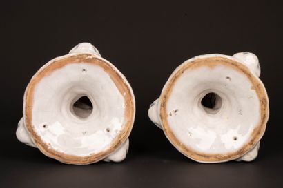 Important pair of polychrome enameled earthenware...