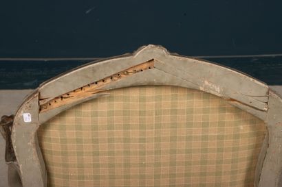 Carved wood and grey lacquered cabriolet...