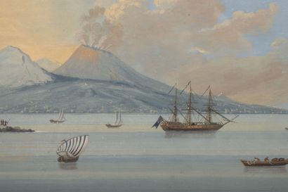 Neapolitan school XIX century.
View of Vesuvius...