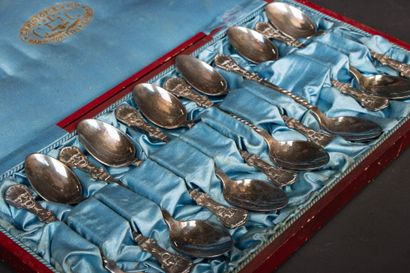 CHRISTOFLE: Suite of twelve silver-plated...