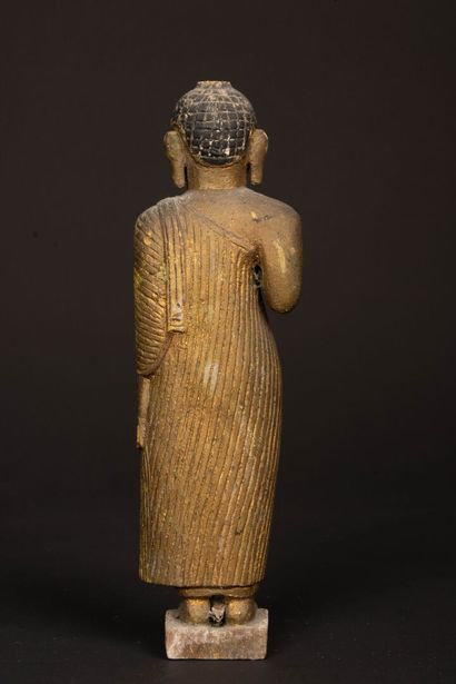 INDIA.
Polychrome wooden statuette of a standing...
