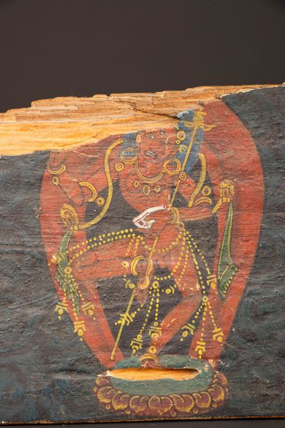 NEPAL 
Wooden prayer book plates, finely...