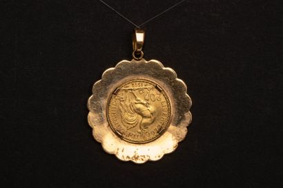 20 francs gold coin, 1912, mounted as a pendant.
750°/00...