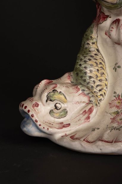 Important pair of polychrome enameled earthenware...