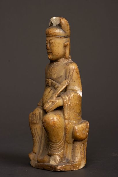Statuette in Shousan stone (beige steatite)...