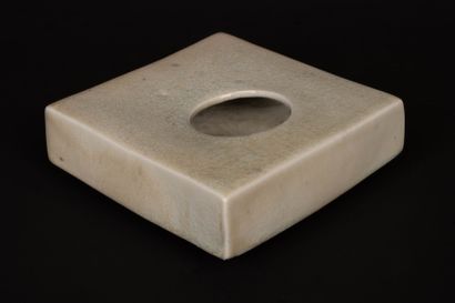 Quadrangular porcelain vase with round off-center...