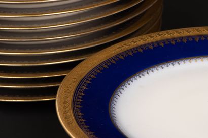 Limoges porcelain dessert service, midnight...