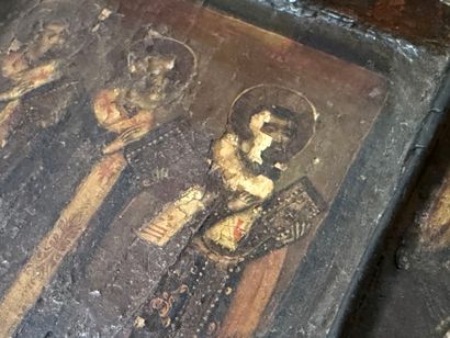 Orthodox travel icon in diptych. 
Slavic...