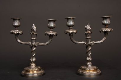 Pair of silver-plated bronze candlesticks
Louis...