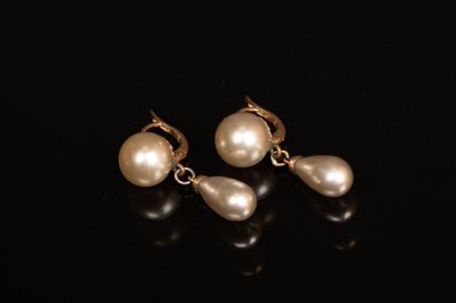Pair of gold and enameled glass bead sleeper...