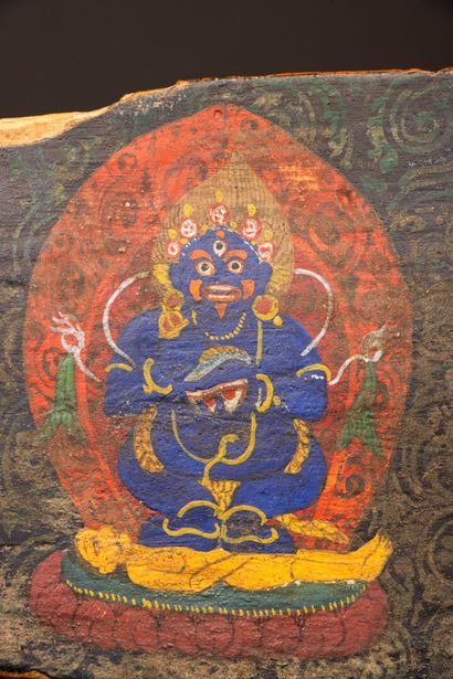 NEPAL 
Wooden prayer book plates, finely...