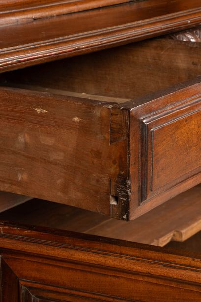 Two-part sideboard in molded walnut opening...