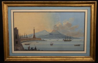 Neapolitan school XIX century.
View of Vesuvius...