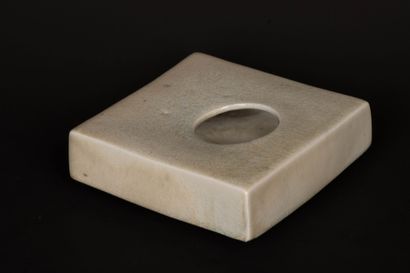 Quadrangular porcelain vase with round off-center...
