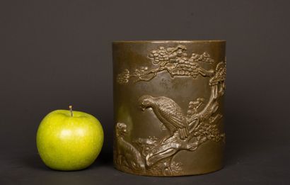 CHINA 
BITONG brush pot in bronze porcelain...