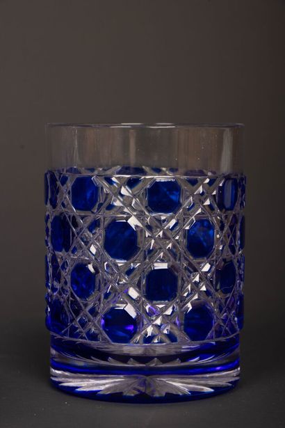 BACCARAT Suite of six blue whisky glasses...