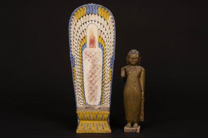 INDIA.
Polychrome wooden statuette of a standing...