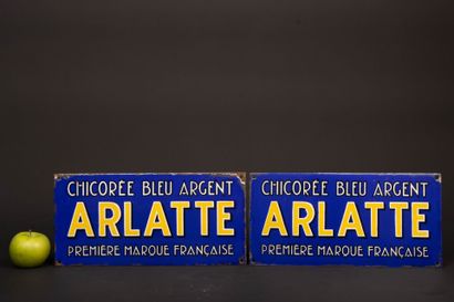 ARLATTE Silver-blue chicory.
Two enamelled...
