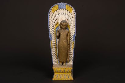 INDIA.
Polychrome wooden statuette of a standing...
