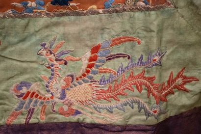 Silk portetière with Chinese embroidery on...