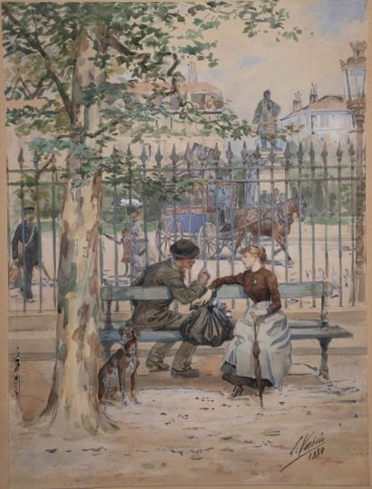 L. VARIN (XIX°)
Charming scene in the park....