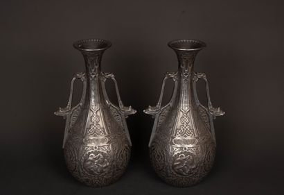 Pair of Asian-style ceramic handle vases...