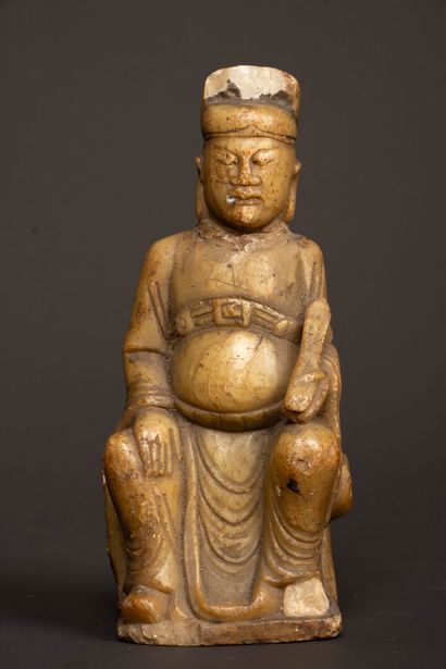 Statuette in Shousan stone (beige steatite)...