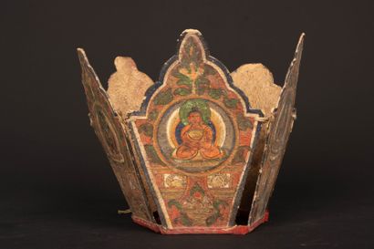 TIBET 
Ritual crown composed of five cardboard...