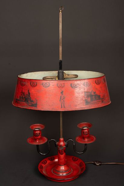 Two-light hot-water bottle lamp, shade in...