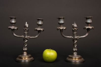Pair of silver-plated bronze candlesticks
Louis...