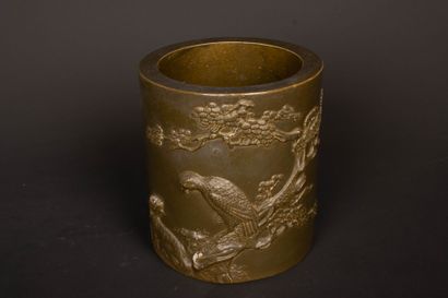CHINA 
BITONG brush pot in bronze porcelain...