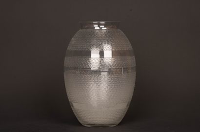 Daum Nancy France. 
White glass ovoid vase...