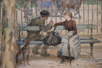 L. VARIN (XIX°)
Charming scene in the park....