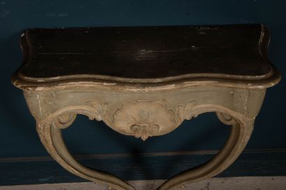 Lacquered wood console table carved with...