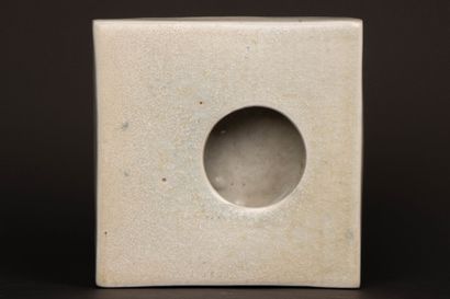 Quadrangular porcelain vase with round off-center...