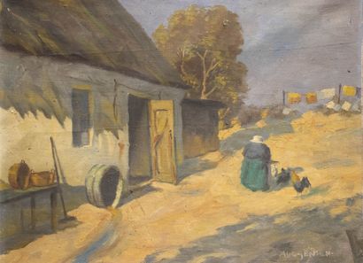 August JANSEN (1881-1957) 
Farmer on the...