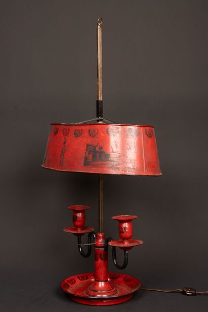 Two-light hot-water bottle lamp, shade in...
